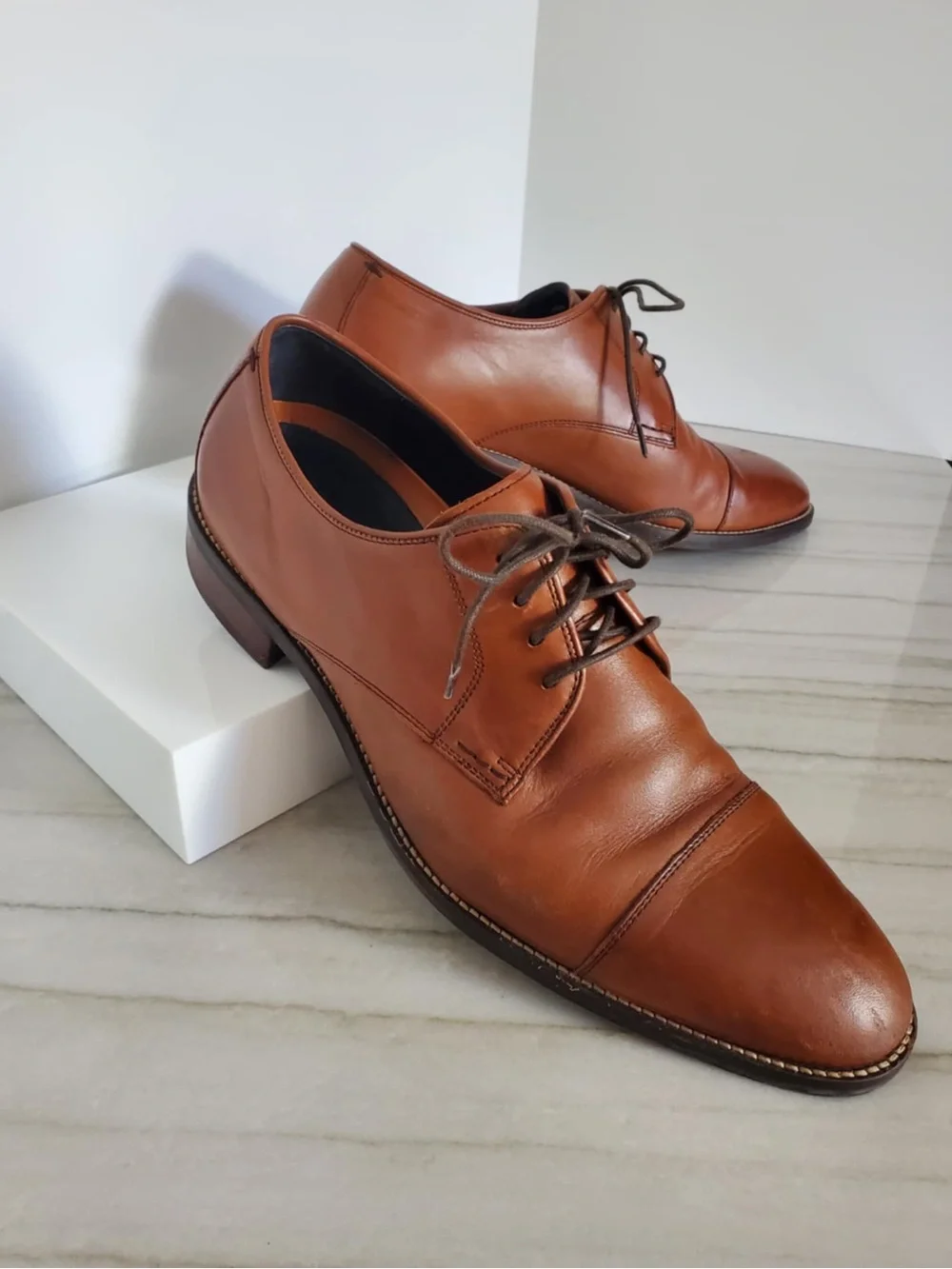 Cole Haan Grand OS Mens Size 10.5 Brown Leather Cap Toe Oxfords Dress Shoes